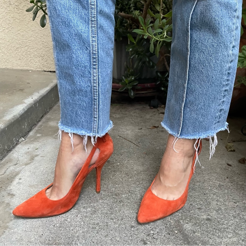 Orange Joan & David suede leather heels